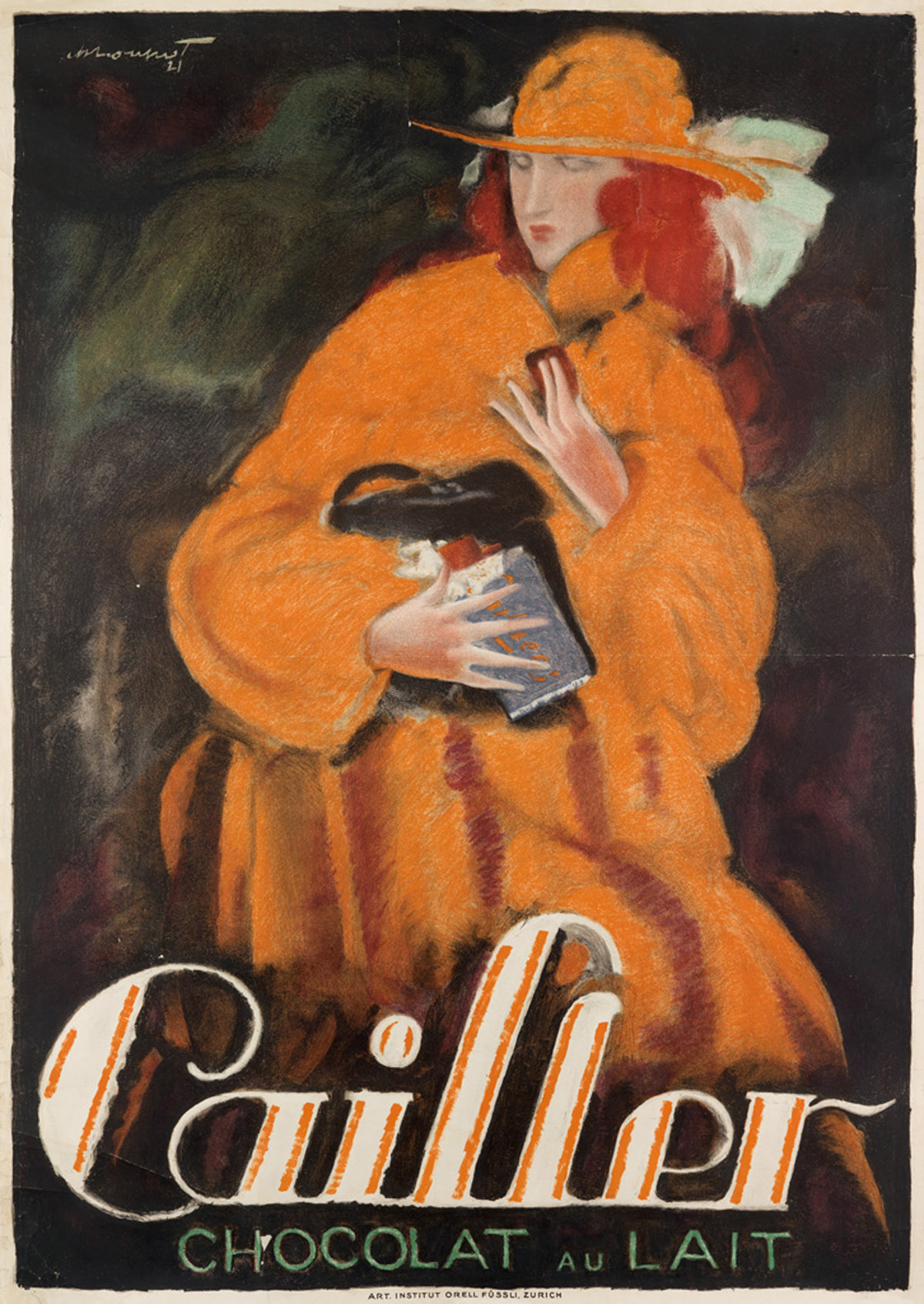 CHARLES LOUPOT (1892-1962).  CAILLER / CHOCOLAT AU LAIT. 1921. 50½x35¾ inches, 128¼x90¾ cm. Orell Füssli, Zurich.